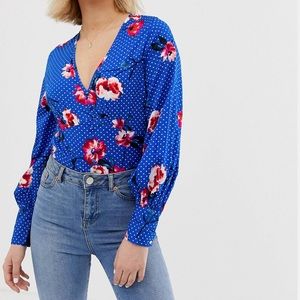 NWOT ASOS/Influence polka dot and floral bodysuit
